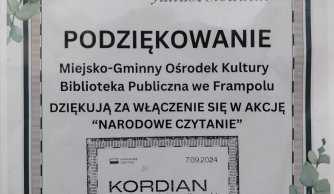 Narodowe Czytanie w Bibliotece Publicznej we Frampolu