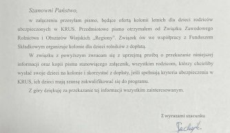 Oferta kolonii letnich dla dzieci rodziców ubezpieczonych w KRUS