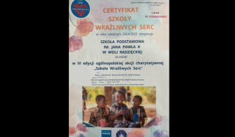 Certyfikat "Szkoły Wrażliwych Serc"