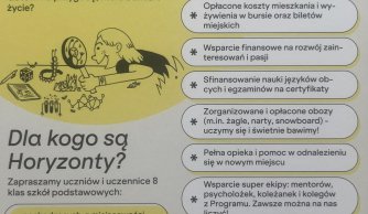 Program Stypendialny Horyzonty – informacja dla uczniów klas ósmych